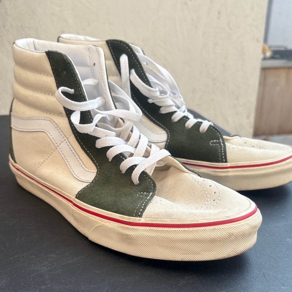 Vans men's Green and Cream High-Top Sneakers